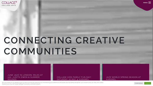 Screenshot of the Collage Arts website