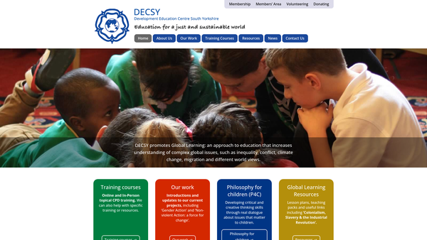 Screenshot of the Development Education Centre (South Yorkshire) website