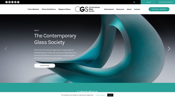 Screenshot of the Contemporary Glass Society website
