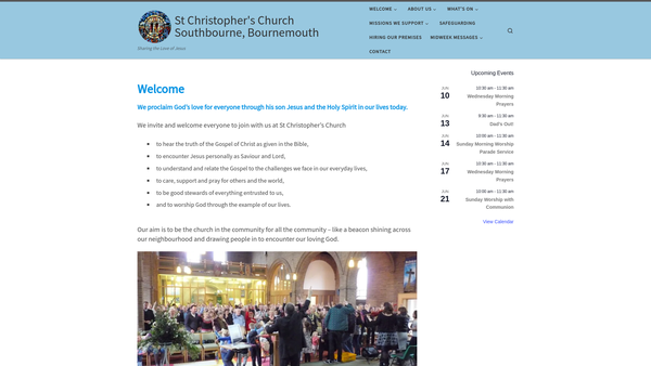 Screenshot of the The Parochial Church Council For The Ecclesiastical Parish Of St Christopher, Bournemouth website