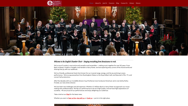 Screenshot of the English Chamber Choir website