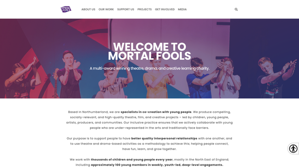 Screenshot of the Mortal Fools website
