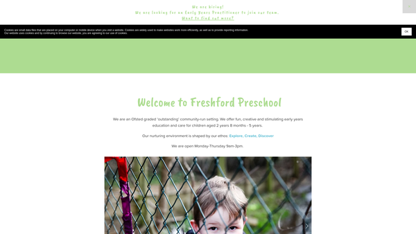 Screenshot of the Freshford Pre-School website