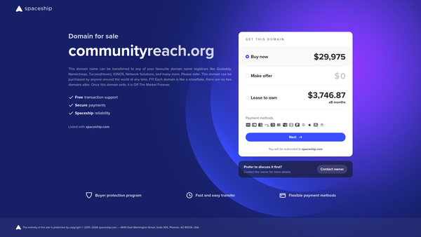 Screenshot of the Community Reach website