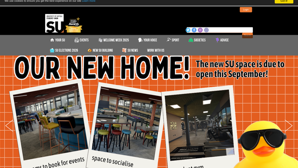 Screenshot of the University Of Suffolk Students' Union website