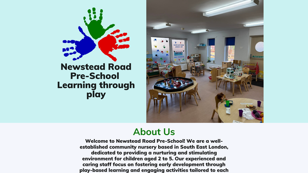 Screenshot of the Newstead Road Pre-School website