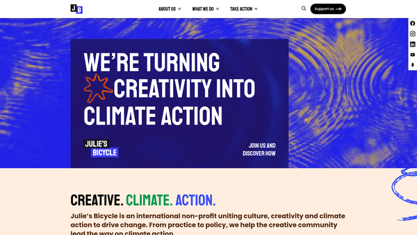 Screenshot of the Julies Bicycle website