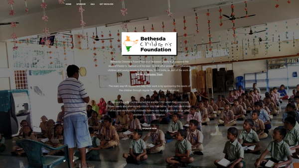 Screenshot of the Bethesda Children's Foundation website