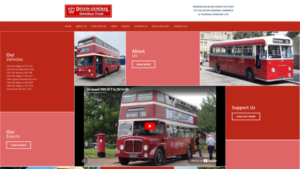 Screenshot of the Devon General Omnibus Trust website
