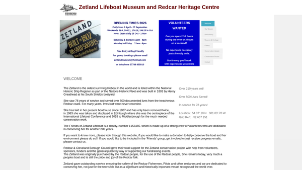 Screenshot of the Friends Of Zetland Lifeboat website