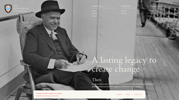 Screenshot of the The Beaverbrook Foundation website