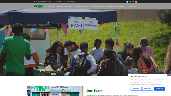 Screenshot of the Plymouth Hope website
