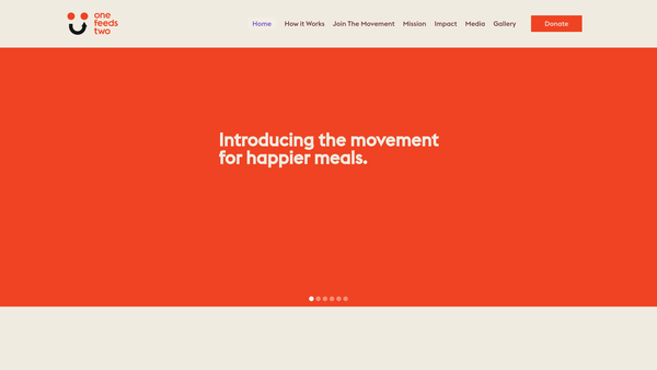 Screenshot of the The One Feeds Two Foundation website