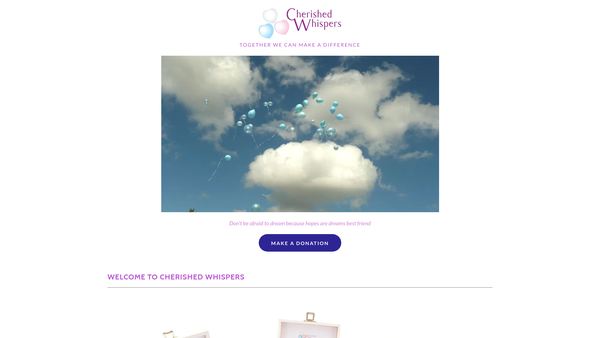 Screenshot of the Cherished Whispers Ltd website