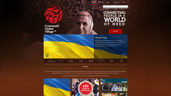 Screenshot of the Crossroads Global Village (UK) website
