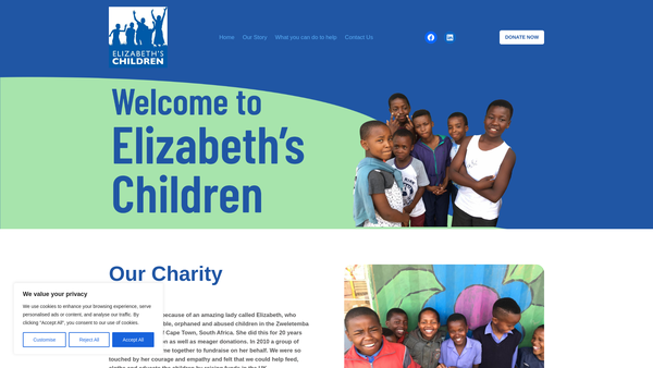 Screenshot of the Elizabeth's Children Charitable Trust website