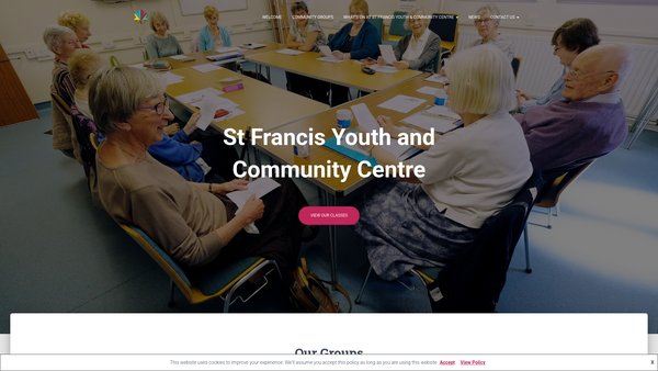 Screenshot of the St Francis Youth And Community Centre website