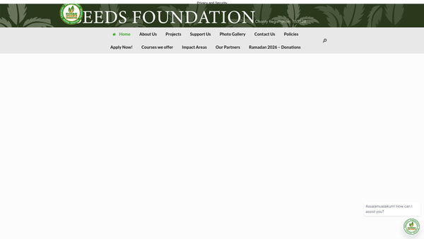 Screenshot of the Seeds Foundation website