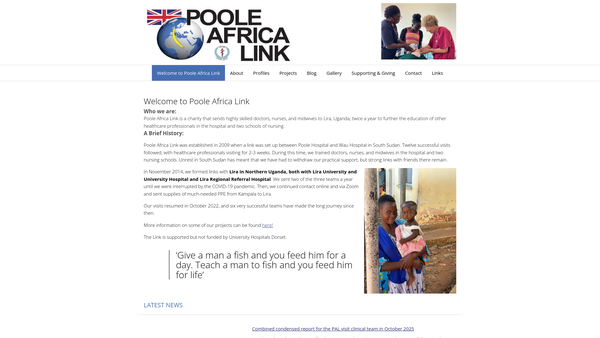 Screenshot of the Poole Africa Link website