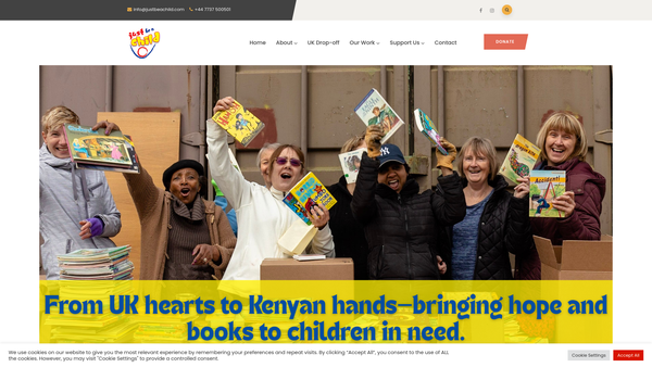 Screenshot of the Just Be A Child website