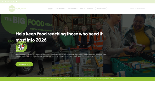 Screenshot of the Blackpool Food Bank website