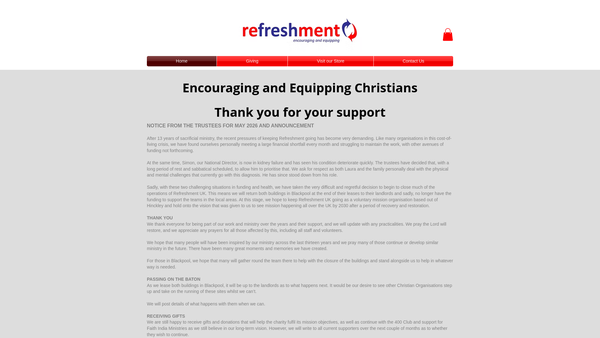 Screenshot of the Refreshment UK website
