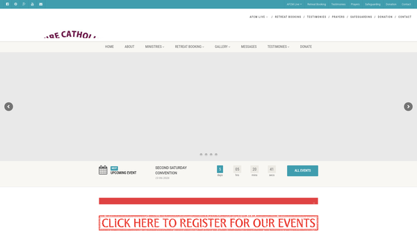 Screenshot of the Anointing Fire Catholic Ministries, UK (Afcm, UK) website