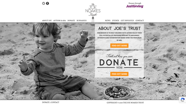 Screenshot of the The Joe Noakes Charitable Trust website