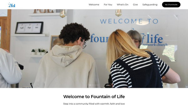Screenshot of the Fountain Of Life Church website