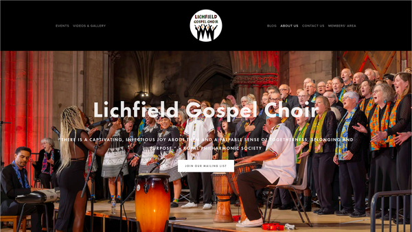 Screenshot of the Lichfield Gospel Choir website