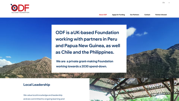Screenshot of the The Old Dart Foundation website