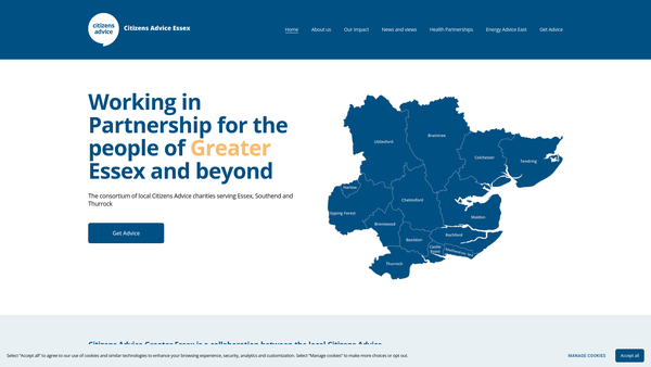 Screenshot of the Citizens Advice Essex Limited website