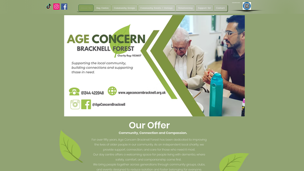 Screenshot of the Age Concern Bracknell Forest website