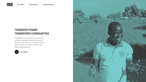 Screenshot of the Cohere Charity website