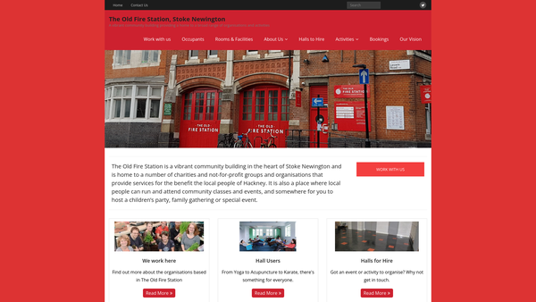 Screenshot of the Old Fire Station Stoke Newington CIO website