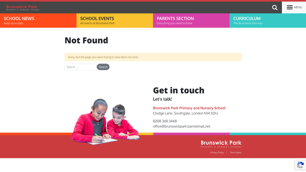 Screenshot of the Brunswick Park Primary And Nursery School Parent And Teachers' Association website