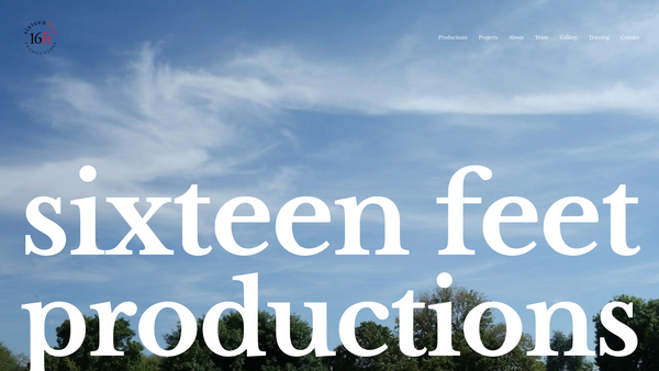 Screenshot of the Sixteenfeet Productions website