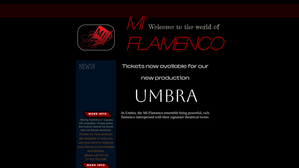Screenshot of the Mi Flamenco website