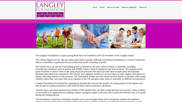 Screenshot of the Langley Foundation website