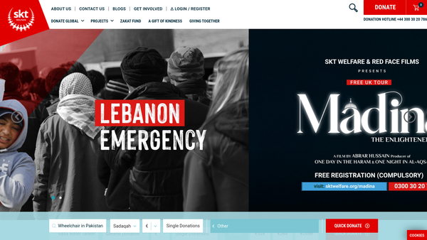 Screenshot of the Skt Welfare website