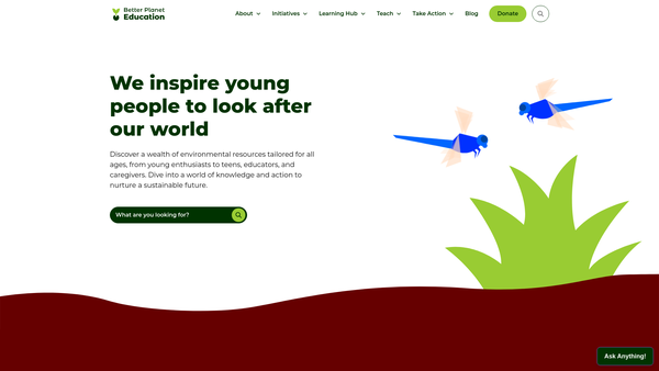 Screenshot of the Better Planet Education website