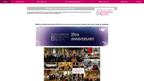 Screenshot of the Northampton Chamber Choir website