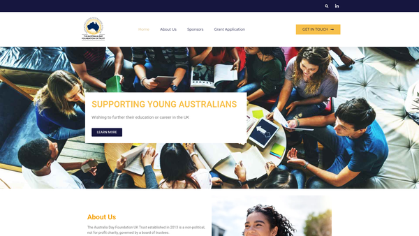 Screenshot of the The Australia Day Foundation UK Trust website
