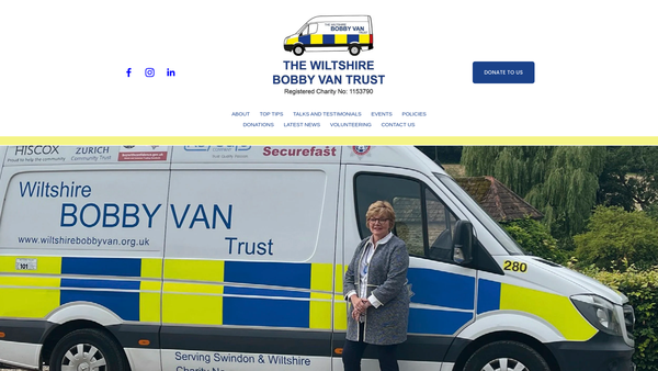 Screenshot of the The Wiltshire Bobby Van Trust website