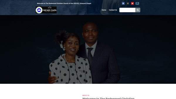 Screenshot of the The Redeemed Christian Church Of God, Vineyard Chapel website