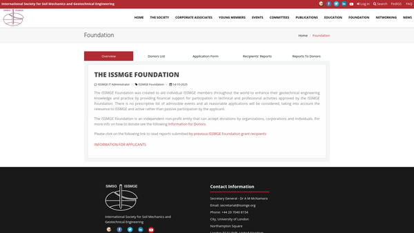 Screenshot of the The Issmge Foundation website