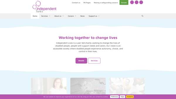 Screenshot of the Independent Lives (Disability) website