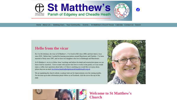 Screenshot of the The Parochial Church Council Of The Ecclesiastical Parish Of Edgeley And Cheadle Heath, Stockport website