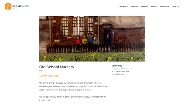 Screenshot of the St. Cuthbert's Old School Nursery website