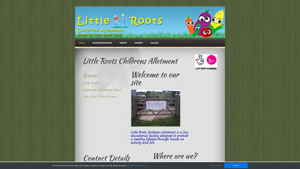 Screenshot of the Little Roots Children's Community Allotment website